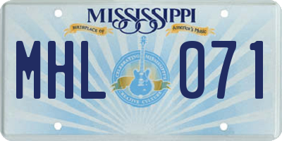 MS license plate MHL071