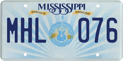 MS license plate MHL076