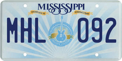 MS license plate MHL092