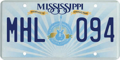 MS license plate MHL094