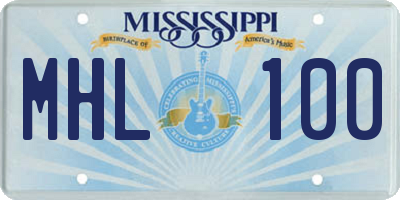 MS license plate MHL100