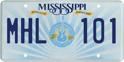 MS license plate MHL101