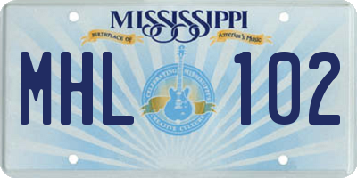 MS license plate MHL102
