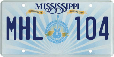 MS license plate MHL104