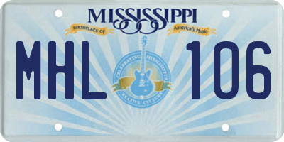 MS license plate MHL106