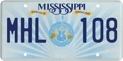 MS license plate MHL108