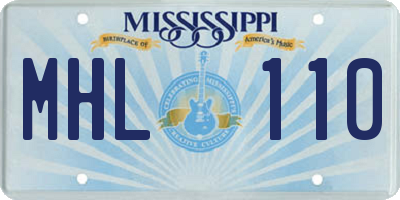 MS license plate MHL110