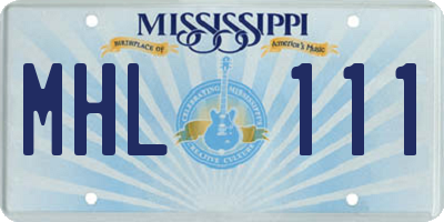 MS license plate MHL111
