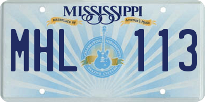MS license plate MHL113