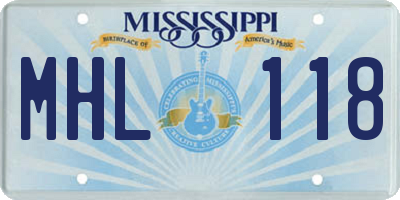 MS license plate MHL118