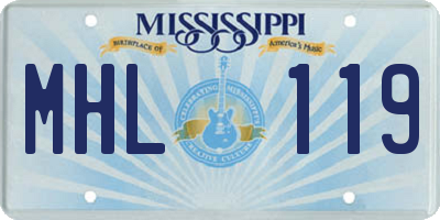 MS license plate MHL119