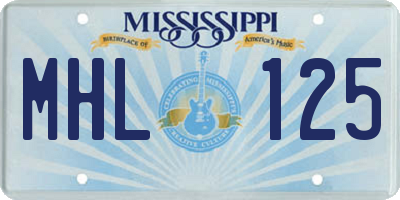 MS license plate MHL125
