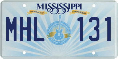 MS license plate MHL131