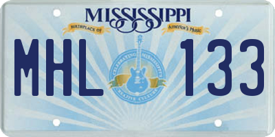 MS license plate MHL133