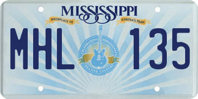 MS license plate MHL135
