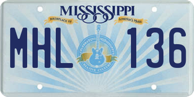 MS license plate MHL136
