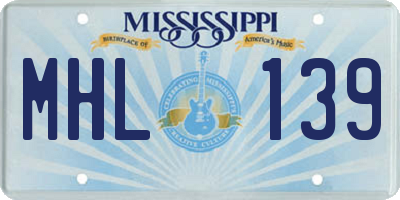 MS license plate MHL139