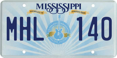 MS license plate MHL140