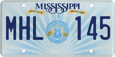 MS license plate MHL145