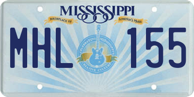MS license plate MHL155