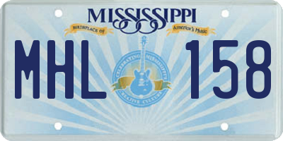 MS license plate MHL158