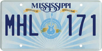 MS license plate MHL171
