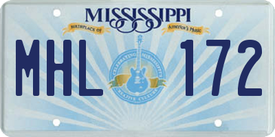 MS license plate MHL172