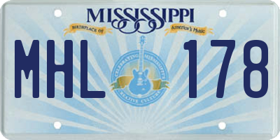 MS license plate MHL178
