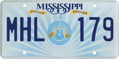 MS license plate MHL179