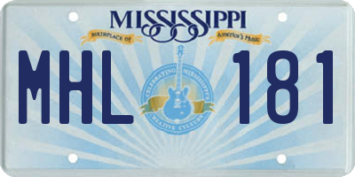 MS license plate MHL181