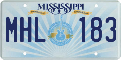 MS license plate MHL183