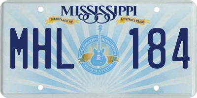 MS license plate MHL184
