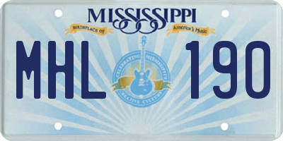 MS license plate MHL190