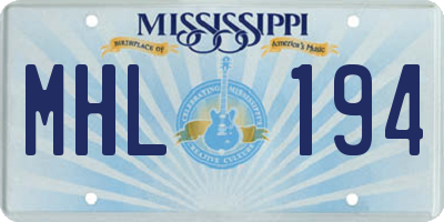 MS license plate MHL194