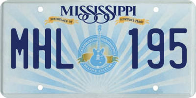 MS license plate MHL195