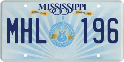 MS license plate MHL196