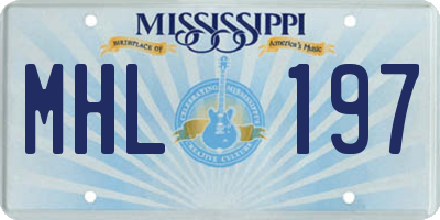 MS license plate MHL197