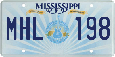 MS license plate MHL198