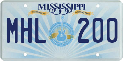 MS license plate MHL200