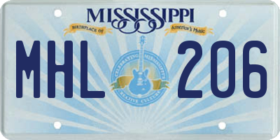 MS license plate MHL206