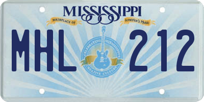 MS license plate MHL212