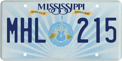 MS license plate MHL215