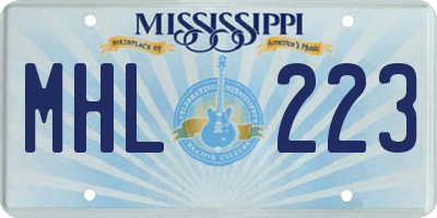 MS license plate MHL223