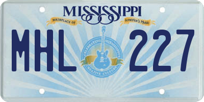 MS license plate MHL227