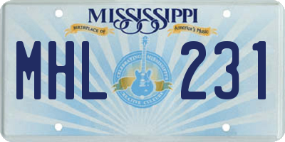 MS license plate MHL231
