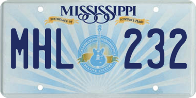 MS license plate MHL232