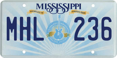 MS license plate MHL236