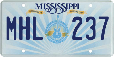 MS license plate MHL237