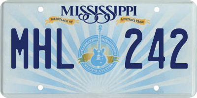 MS license plate MHL242