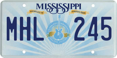 MS license plate MHL245